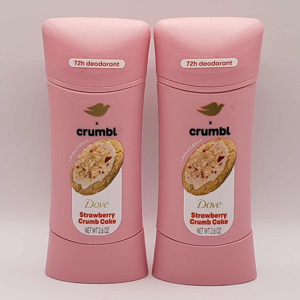 Dove x Crumbl Strawberry Crumb Cake Deodorant Limited Ed Retired 2.6 oz 2-Pack